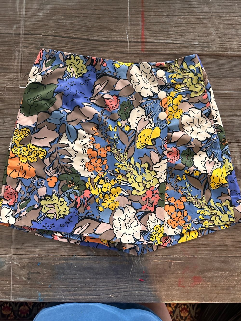 Tory Sport Blue Yellow Floral Print skort